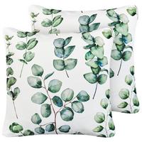GARTENKISSEN 2er-Set Grün 45/45 cm Bosque - Weiß/Grün, Textil (45/12/45cm) - Beliani