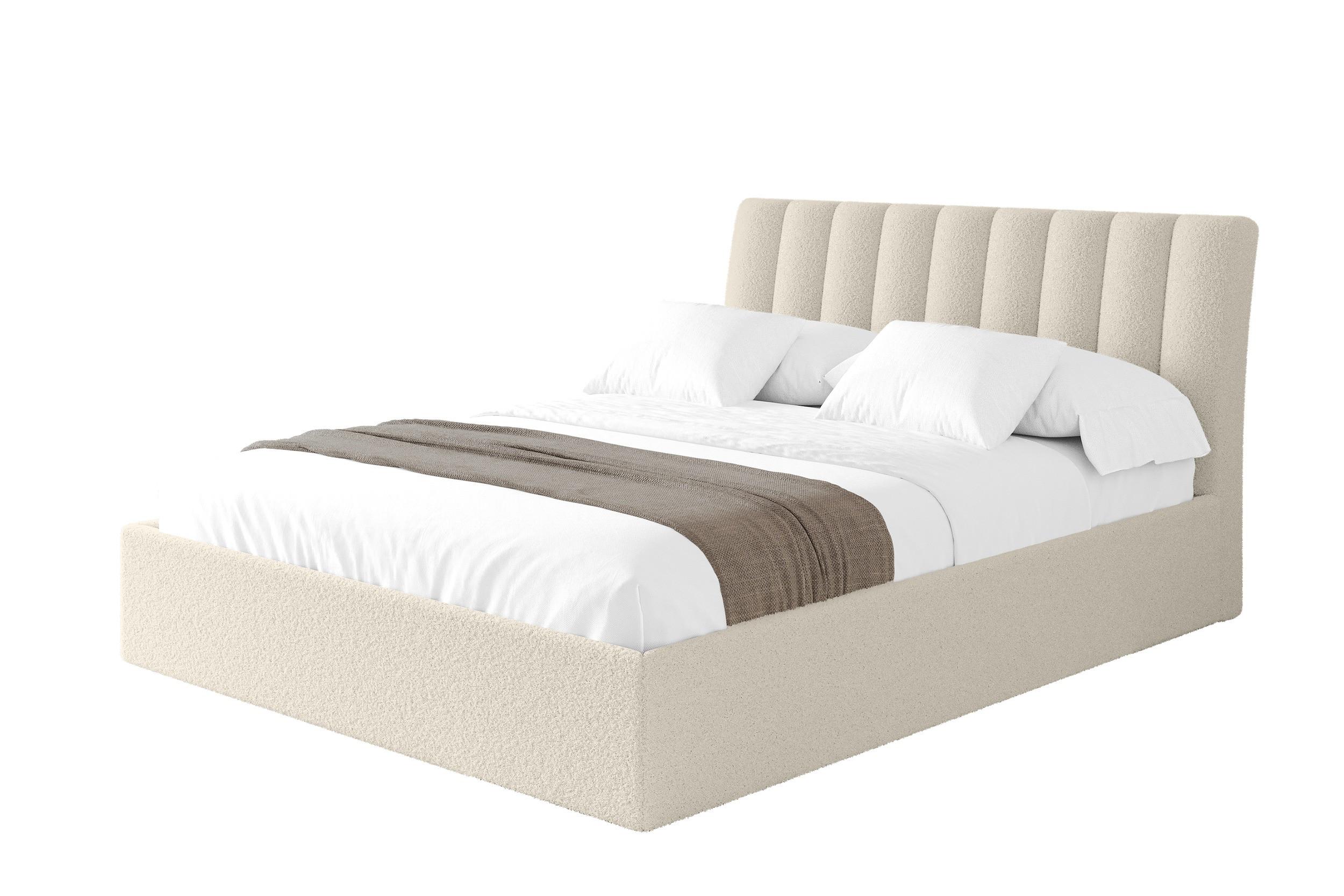 POLSTERBETT mit Bettkasten und Lattenrost, Bett mit Matratze H3/H4 - ILAN 180x200 Beige - Sandfarben, Holzwerkstoff/Textil (180/200cm) - ALTDECOR