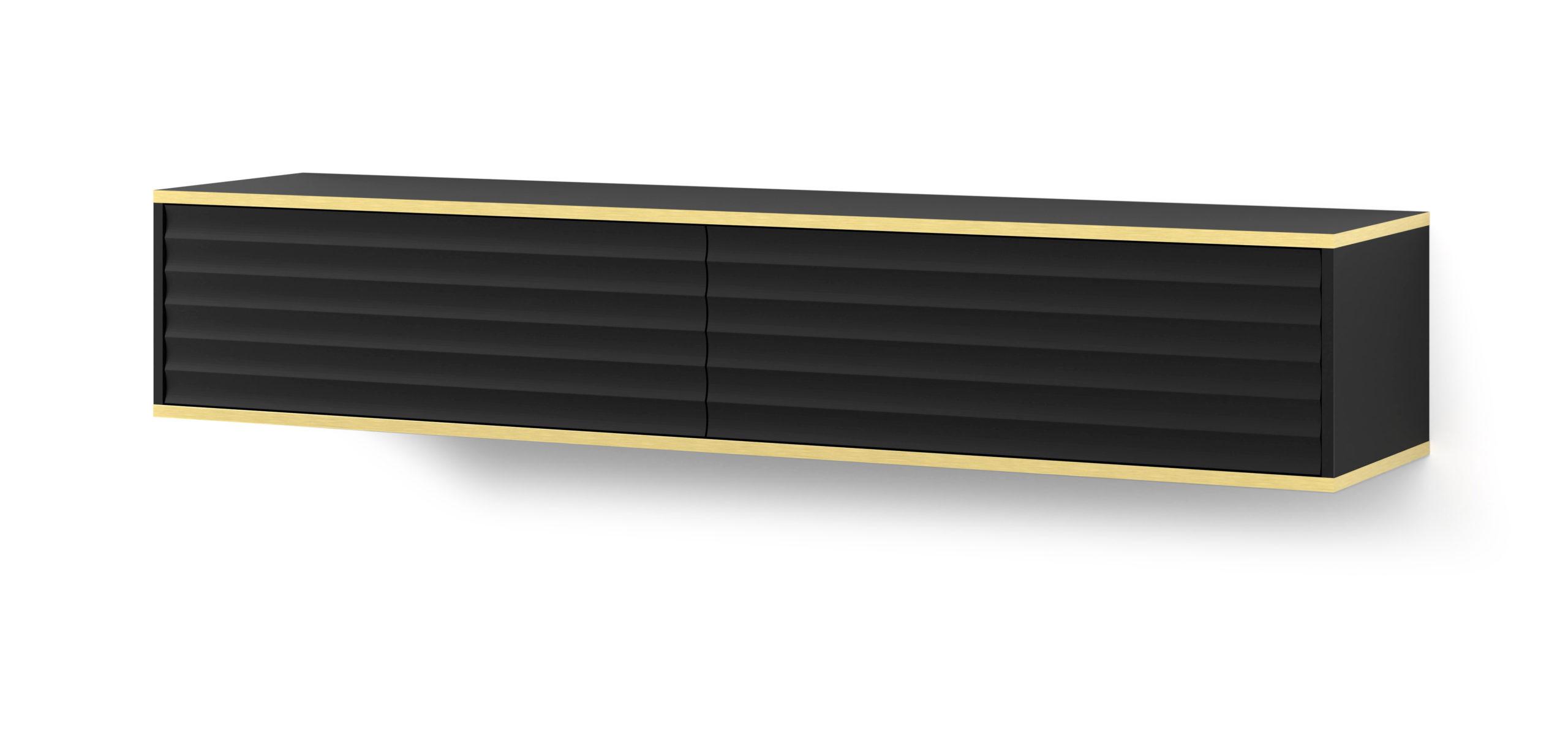 TV LOWBOARD Schwarz, Gold 180/33/40 - Schwarz, Holzwerkstoff (180/33/40cm) - RAUMHIRSCH FURNITURE