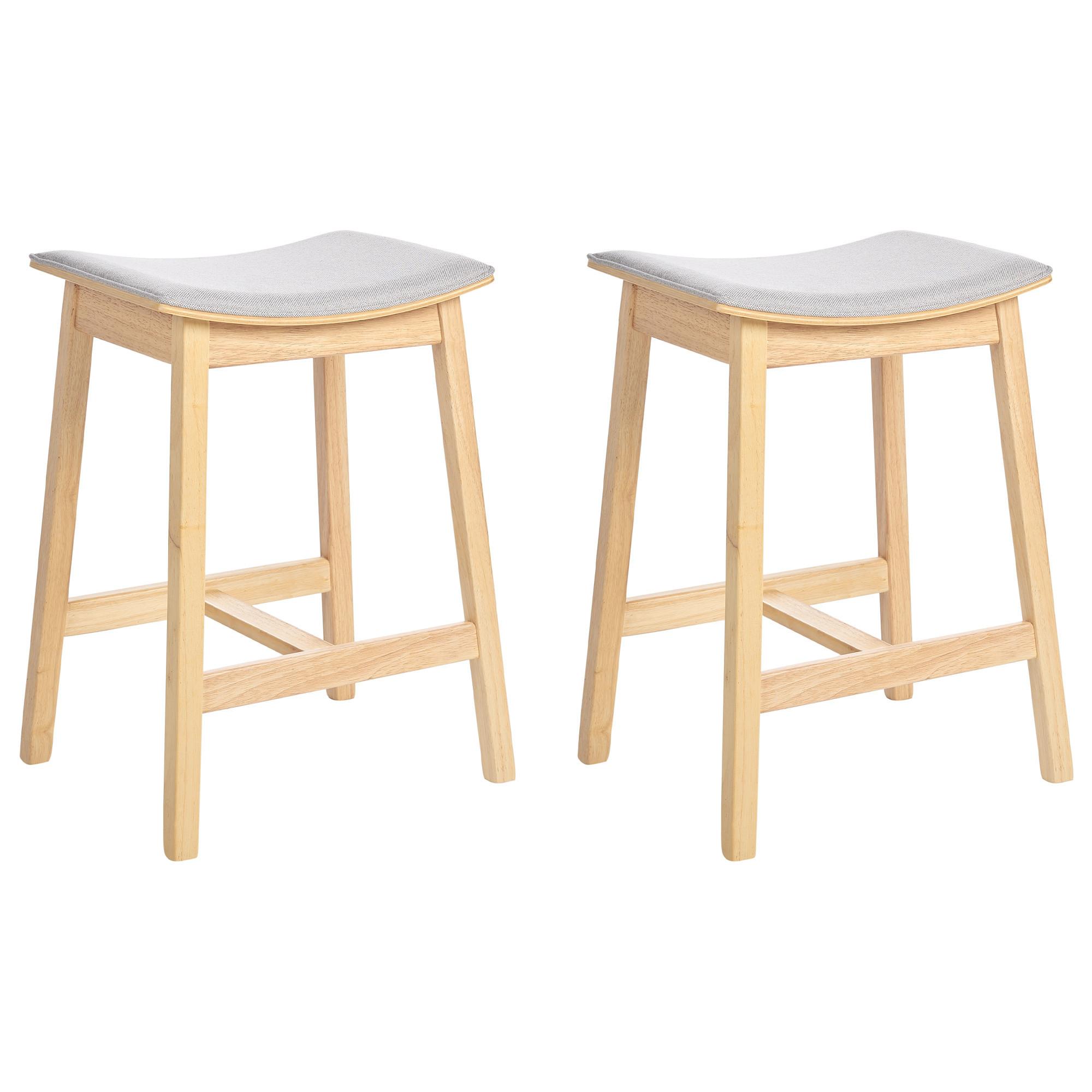 BARHOCKER 2er-Set Hellbraun/Grau Dixon - Braun/Grau, Holz (45/63/39cm) - Beliani