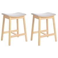 BARHOCKER 2er-Set Hellbraun/Grau Dixon - Braun/Grau, Holz (45/63/39cm) - Beliani