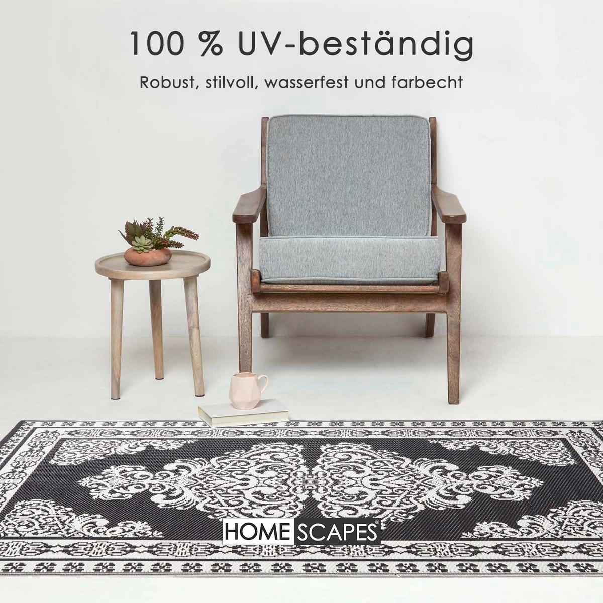 OUTDOORTEPPICH Orientalisch gemustert 120/186 cm - Schwarz/Weiß, Kunststoff (120/186cm) - Homescapes