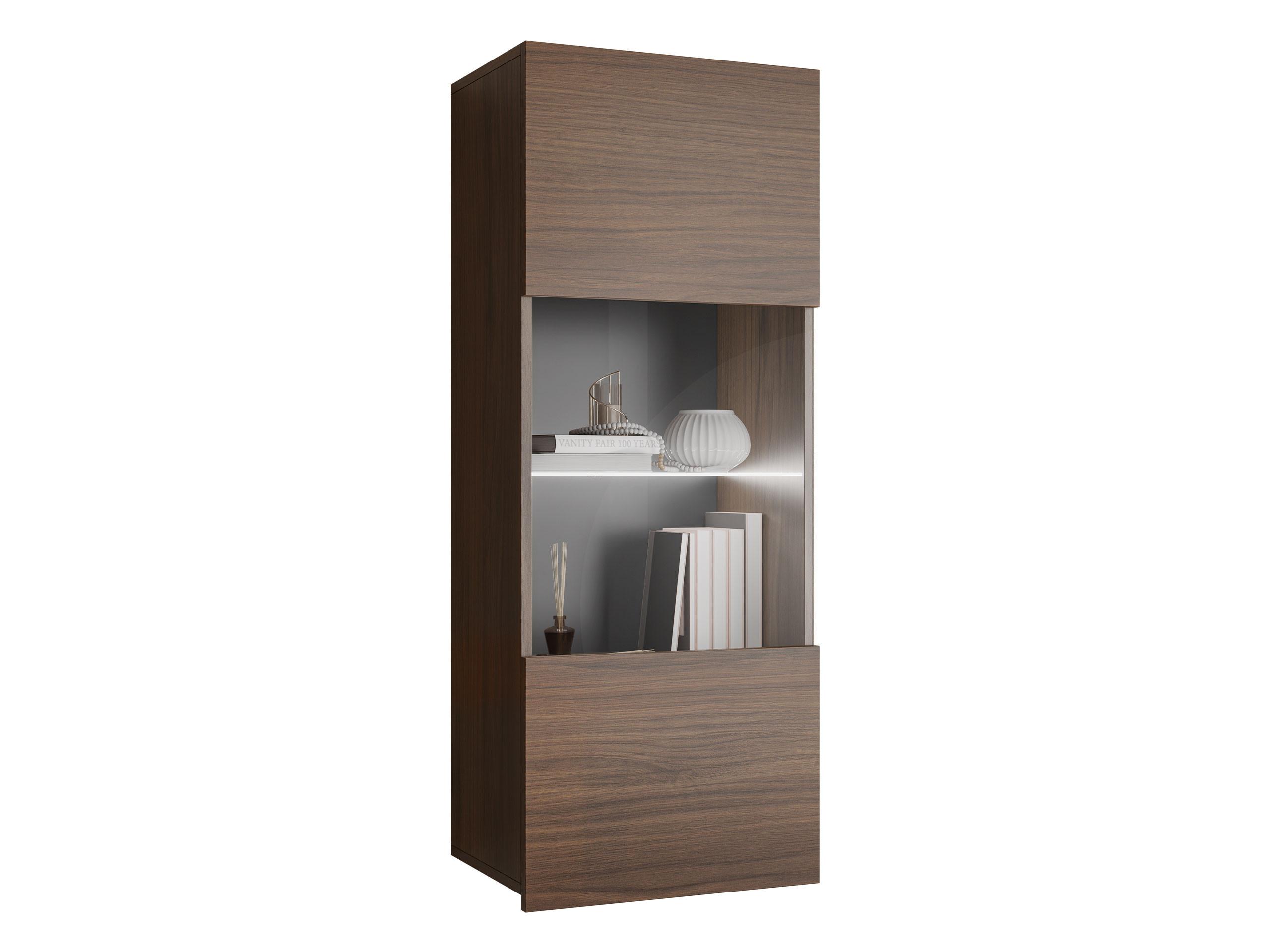 HÄNGEVITRINE Calabrini 05 mit weißer LED Beleuchtung - Nussbaumfarben, Holzwerkstoff (45/117/32cm) - MIRJAN24