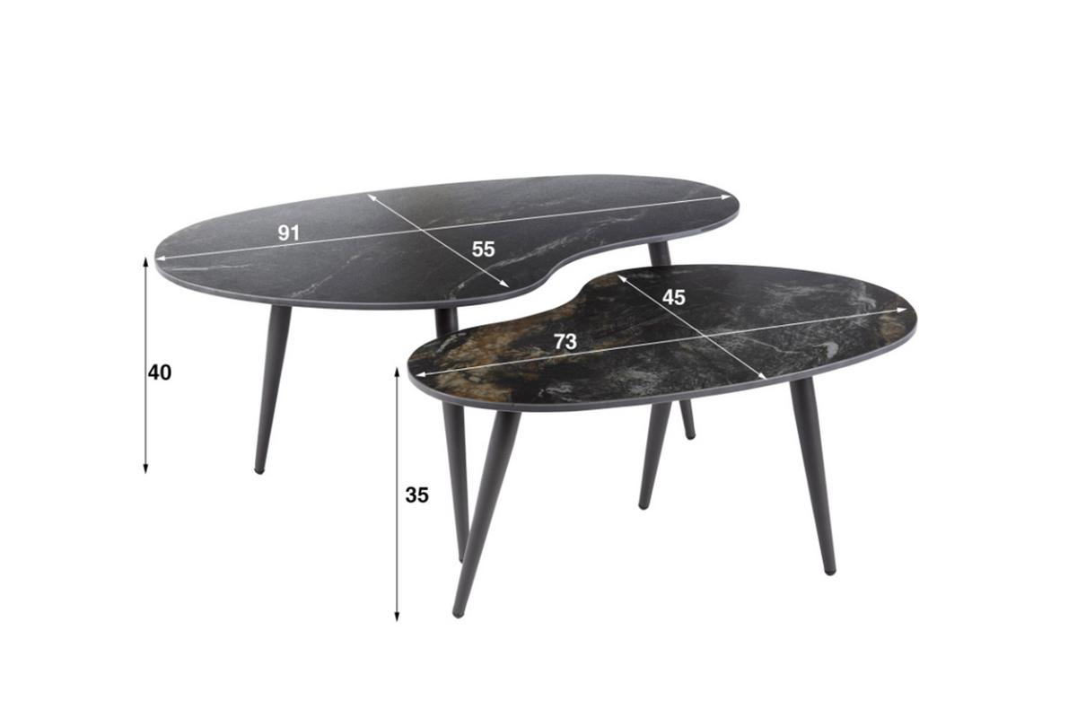 COUCHTISCH PONTE 2ER SET Schwarz Keramik - Schwarz, Keramik/Metall (55/91/40cm) - KAWOLA