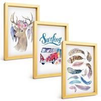 BILDER SET 3er Set - 20x30 cm Goldrahmen - Blumenwagen mit Geweih - Goldfarben, Kunststoff (20/30cm) - TULUP