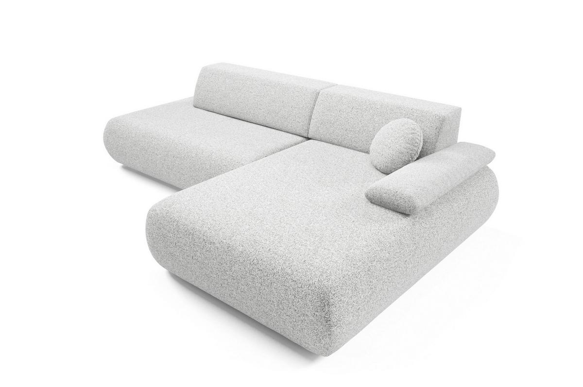 ECKSOFA DELTA R-S Hellgrau Geflochtener Stoff mit Schlaffunktion - Hellgrau, Holz (286/173.5cm) - MASSENO