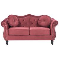 2-SITZER-SOFA Samtstoff Dunkelrot Skien II - Dunkelrot, Textil (166/86/83cm) - Beliani
