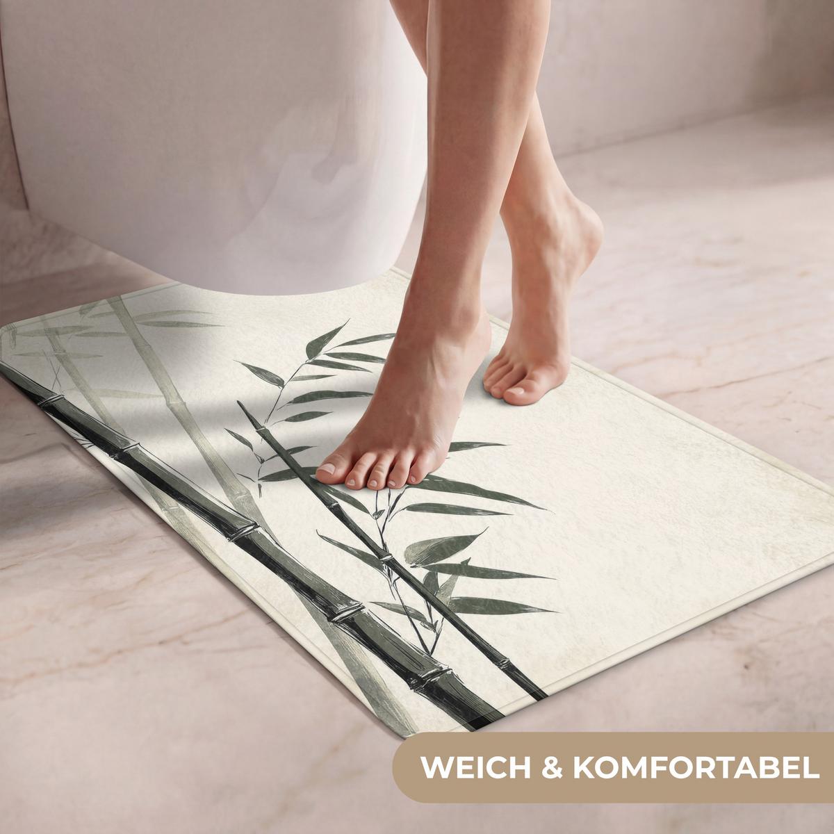WC-VORLEGER Japandi - Bambus - Beige WC Teppich 50x80 cm - Ecru, Textil (50/1cm) - OnlyWow