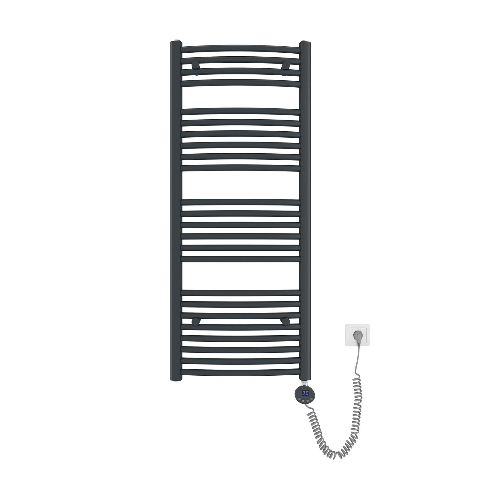HANDTUCHHEIZKÖRPER elektrisch gebogen Anthrazit 120/50 cm - Anthrazit, Metall (50/120/5.2cm) - EMKE