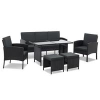 SITZGRUPPE Turin schwarz Polyrattan - Schwarz, Kunststoff - Juskys