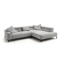 ECKSOFA DELIA Hellgrau Cord - Hellgrau/Schwarz, Textil/Metall (276/219cm) - KAWOLA