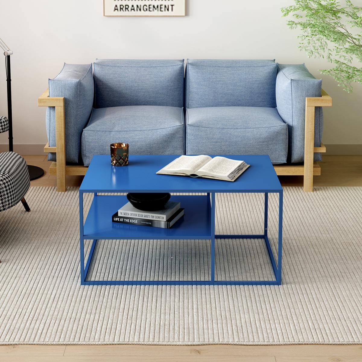 COUCHTISCH Solund 45/90/60 cm - Dunkelblau, Metall (60/90/45cm) - [en.casa]