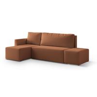 ECKSOFA VELOTTI L-S Kupferfarben Boucle-Stoff mit Schlaffunktion - Kupferfarben, Holz (261/143cm) - MASSENO