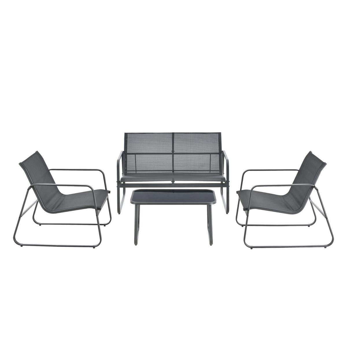 GARTENMÖBEL-SET 4 TLG. Anzi - Grau, Glas/Textil - casa.pro
