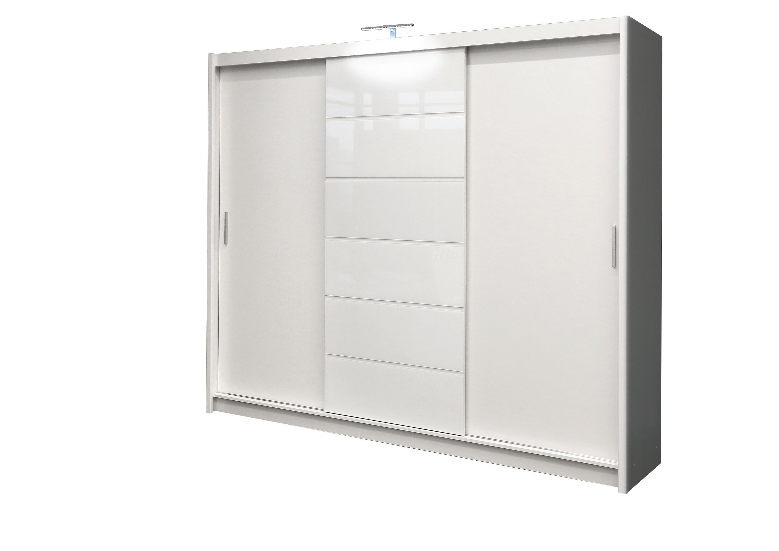 SCHWEBETÜRENSCHRANK SHYVANA 250/215/61 cm 3-türig Weiß - Weiß, Holzwerkstoff (250/215/61cm) - MASSENO