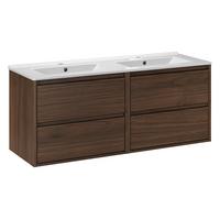 DOPPELWASCHTISCH 121cm Edmé Dunkles Holz - Braun, Holzwerkstoff (121/52/46cm) - Petits-meubles