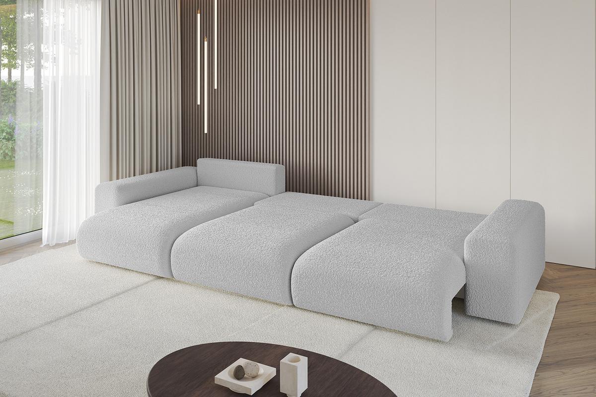 ECKSOFA Ottomane links ESKAR-L2 364x176x72 Hellgrau Bouclé - Hellgrau/Schwarz, Holzwerkstoff/Kunststoff (364/176cm) - ALTDECOR