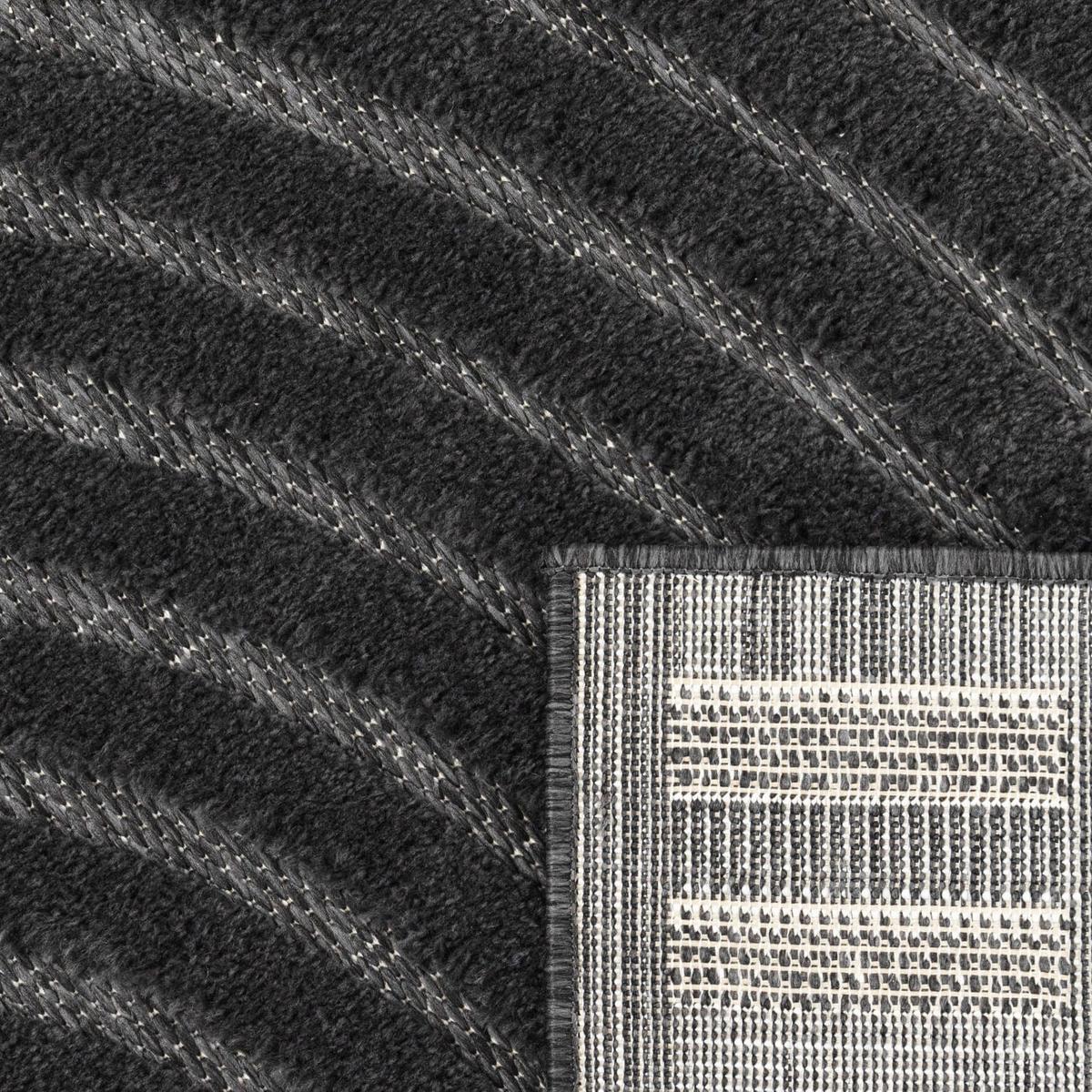 KURZFLORTEPPICH, mit Struktur, aus Polypropylen, Florhöhe 10 mm, Anthrazit, 120 x 160 cm - Anthrazit, Textil (120/160cm) - KADIMA DESIGN