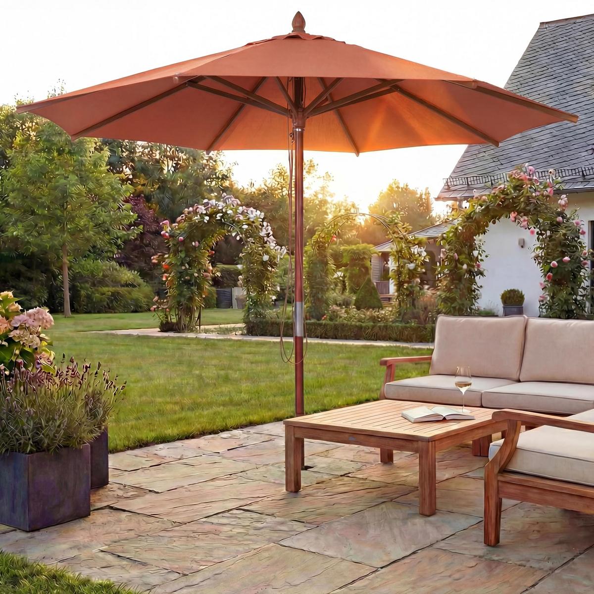 SONNENSCHIRM C57B Orange - Orange, Holz (300/300cm) - MCW