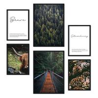 POSTER Set Mit 6 Usa Winter Wandbild A3 & A4 Schwarzer Rahmen - Schwarz, Papier (29/3cm) - Nacnic