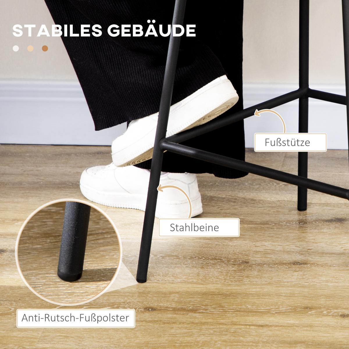 BARHOCKER 4ER-SET aus PE-Rattan Stahl Gelb - Gelb, Metall (52/102/42.5cm) - HOMCOM