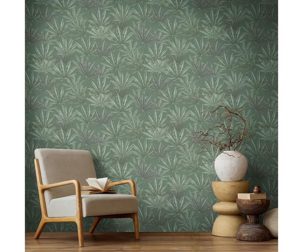 VLIESTAPETE Grün 53/1005 cm - Grün, Textil (53/1cm) - KUNSTLOFT