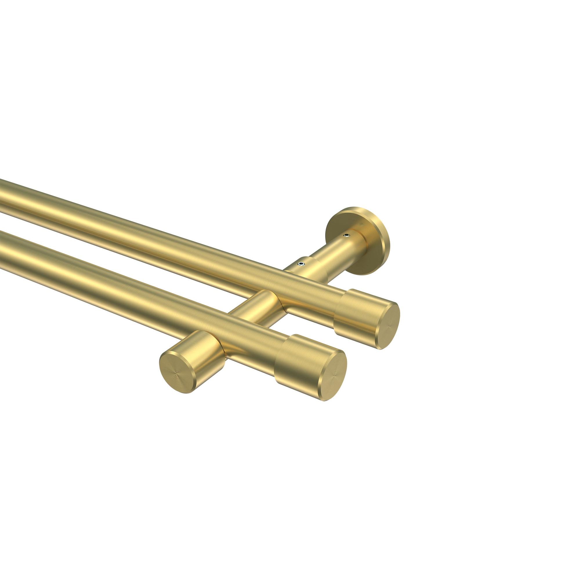 GARDINENSTANGE Prestige Santo 280 cm (geteilt in 2 x 140 cm), 2-läufig (ohne Ringe), 20 mm Ø Messing-Optik - Messingfarben, Metall (280cm) - INTERDECO