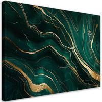 LEINWANDBILD Abstrakter grüner Smaragdmarmor 90x60cm - Grün, Textil (90/60cm) - Feeby