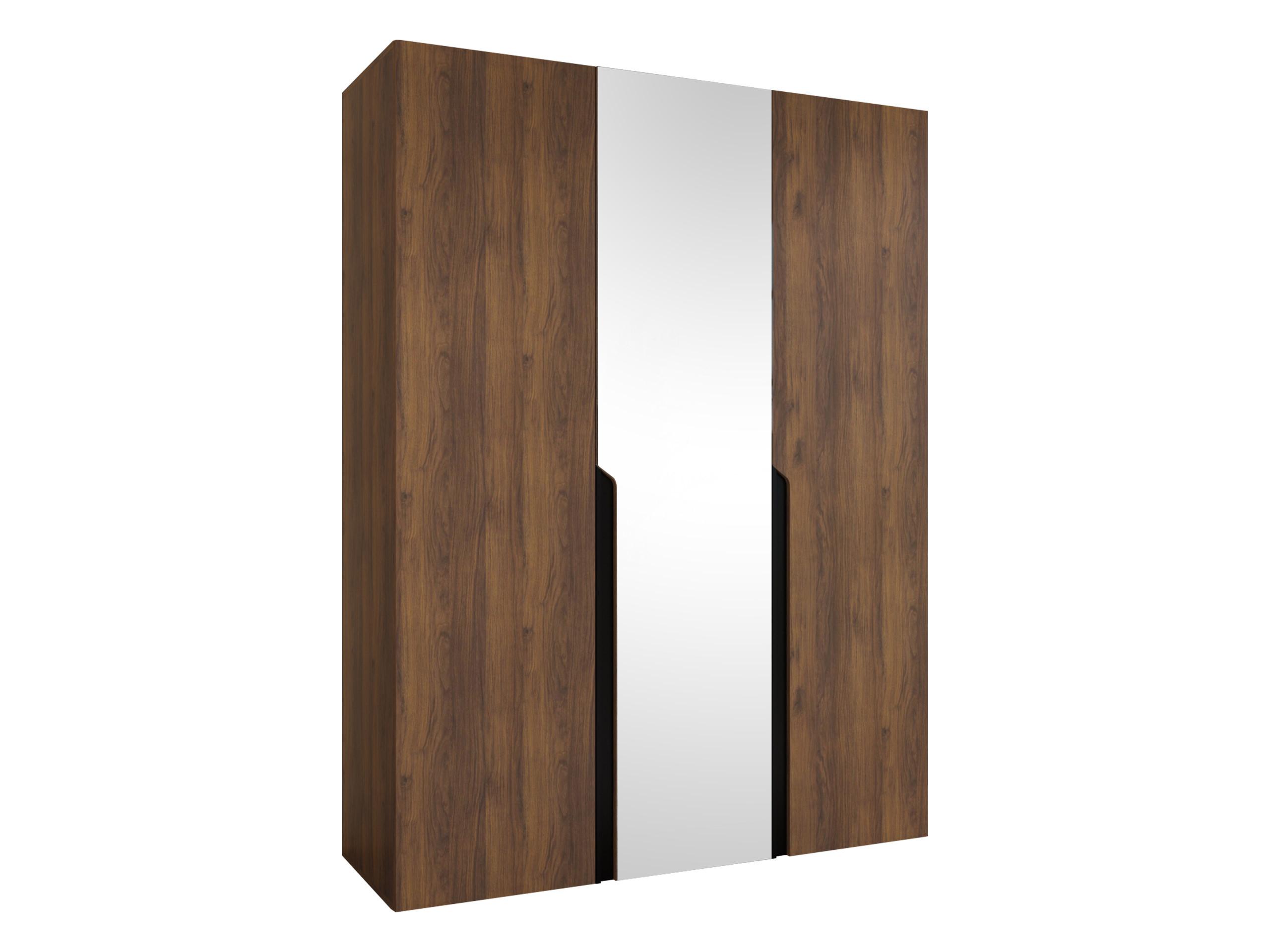 DREHTÜRENSCHRANK Mila II 150 - Nussbaumfarben/Schwarz, Holzwerkstoff/Kunststoff (150/202/52cm) - MIRJAN24