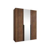 DREHTÜRENSCHRANK Mila II 150 - Nussbaumfarben/Schwarz, Holzwerkstoff/Kunststoff (150/202/52cm) - MIRJAN24