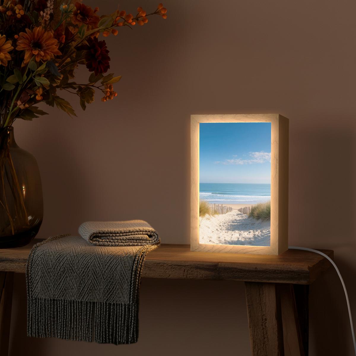 WANDLEUCHTE Strand - Meer - Düne - Sand - Sommer 20x30 cm - Sandfarben, Holzwerkstoff (20/30/8cm) - OnlyWow