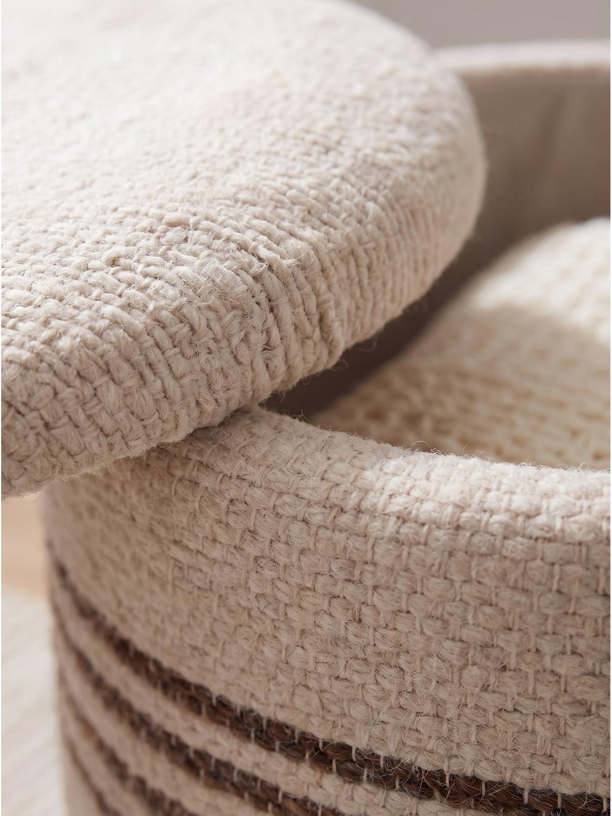 SITZHOCKER RHONE, Stoff, mit Textilbezug, Beige-Braun, Ø 40 x 45 cm - Beige, Textil (40/45/40cm) - KADIMA DESIGN