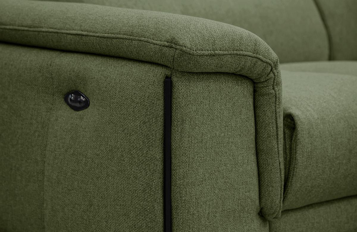 RELAXSOFA MATERA 3-Sitzer mit 2 Relaxfunktionen, olivgrün - Schwarz/Olivgrün, Holzwerkstoff/Textil (212/82/103cm) - Wozimo