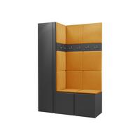 GARDEROBEN-SET Orion IX - Graphitfarben/Orange, Holzwerkstoff/Kunststoff (124/186/46cm) - MIRJAN24