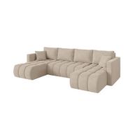 WOHNLANDSCHAFT mit Schlaffunktion und Bettkasten GARD-U 300x146x85 Beige Velours - Schwarz/Sahara, Holzwerkstoff/Kunststoff (300/85/146cm) - ALTDECOR