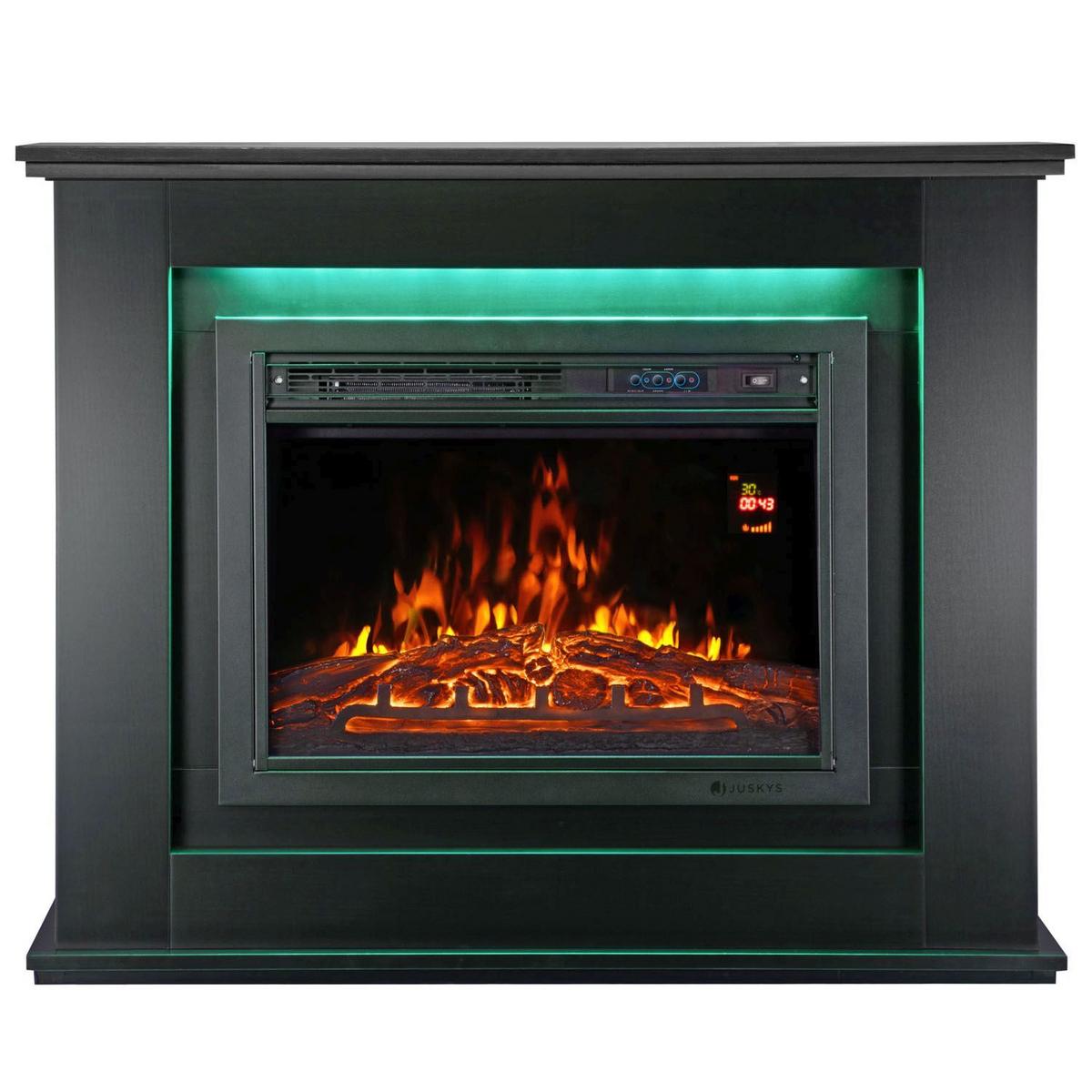 ELEKTROKAMIN 2000W rechteckig schwarz mit Flammeneffekt - Schwarz, Holz (100/82/28cm) - Juskys