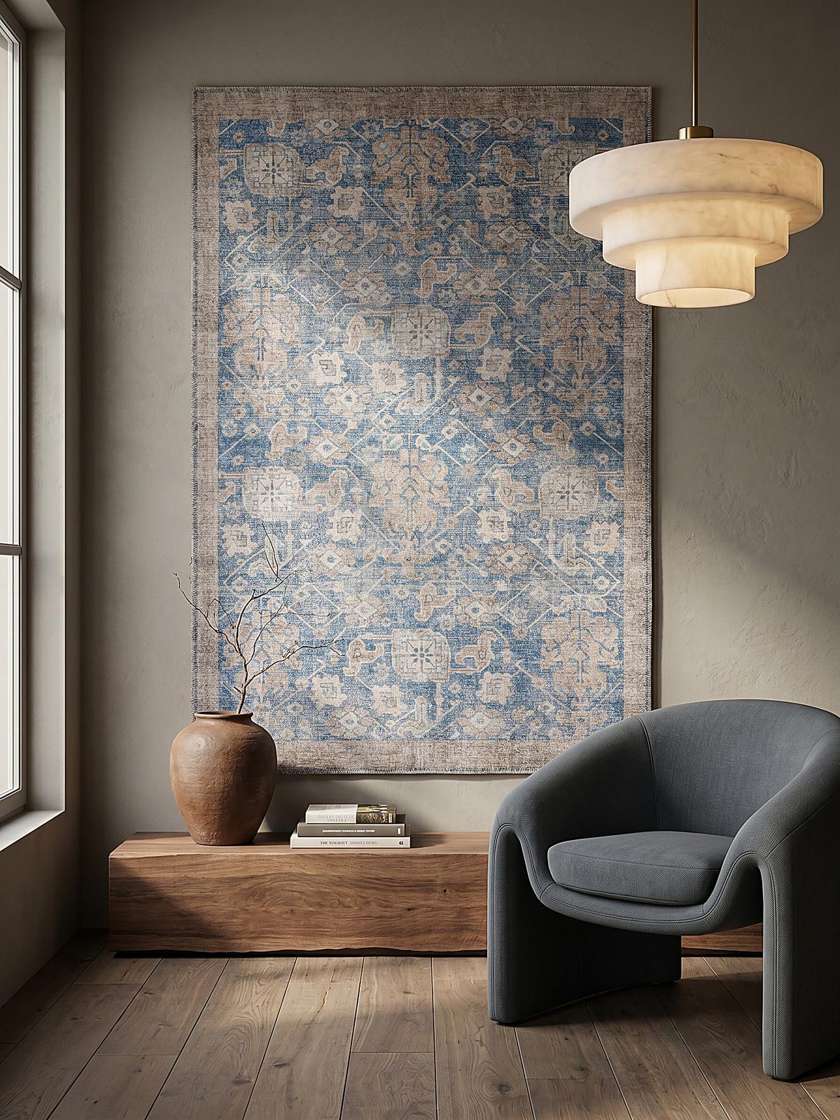 TEPPICH Waschbar HURST, orientalisch, Blau, 152 x 230 cm - Blau, Textil (230/152cm) - KADIMA DESIGN