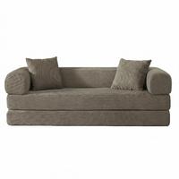 SCHLAFSOFA aus Cord in Taupe – 2-in-1 Bodensofa & Gästebett ohne Montage - Taupe, Textil (89/59/195cm) - Urban Meuble