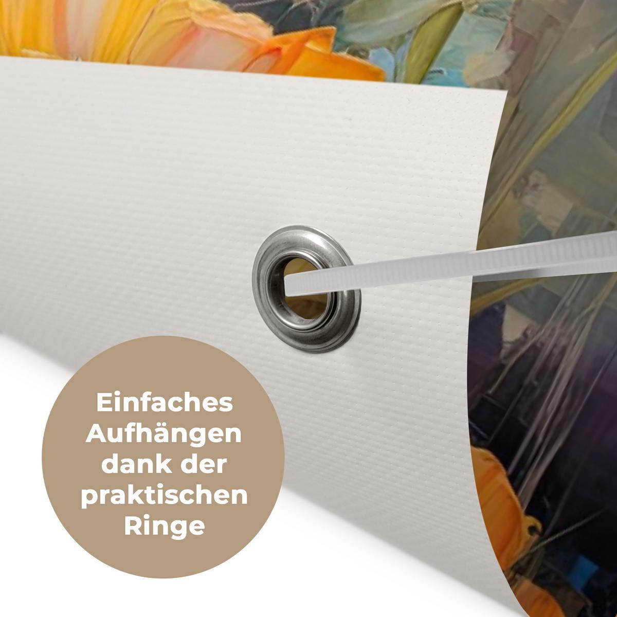 GARTENPOSTER Blumen - Aquarell - Kunst - Botanisch - Natur Gartendeko 90x60 cm - Orange, Kunststoff (90/60/0.2cm) - OnlyWow