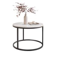 COUCHTISCH 60 cm rund Weiß Hochglanz, Schwarz Gestell - Weiß Hochglanz, Holzwerkstoff (60/60/42cm) - Idohome