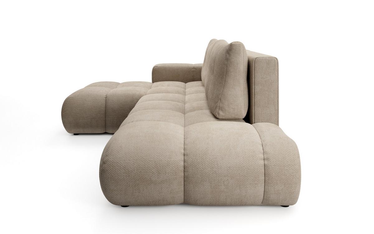 ECKSOFA DUCA L-S Beige Chenille mit Schlaffunktion - Sandfarben, Holz (266.5/266.5cm) - MASSENO
