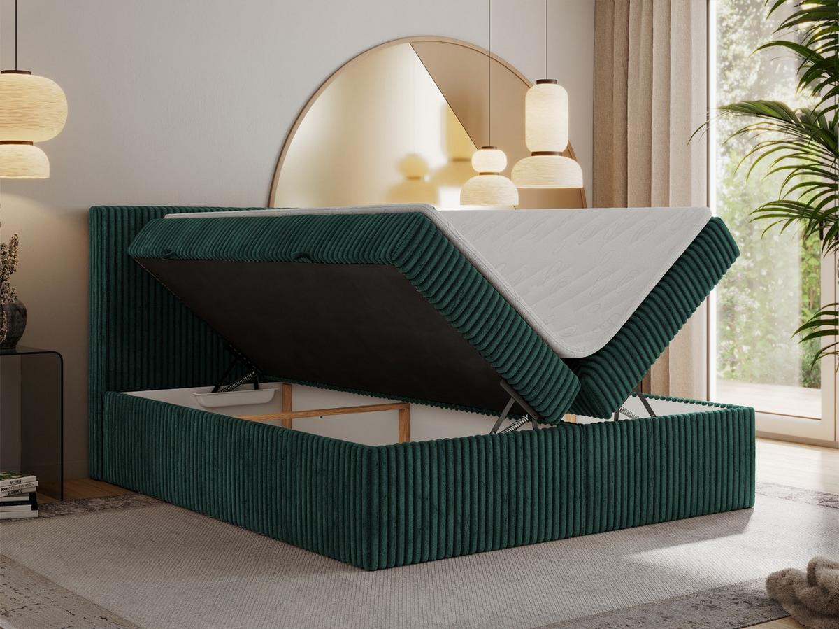 BOXSPRINGBETT TILIANO 160/200 - Dunkelgrün Cord - H4 - Dunkelgrün, Textil (160/200cm) - MKS