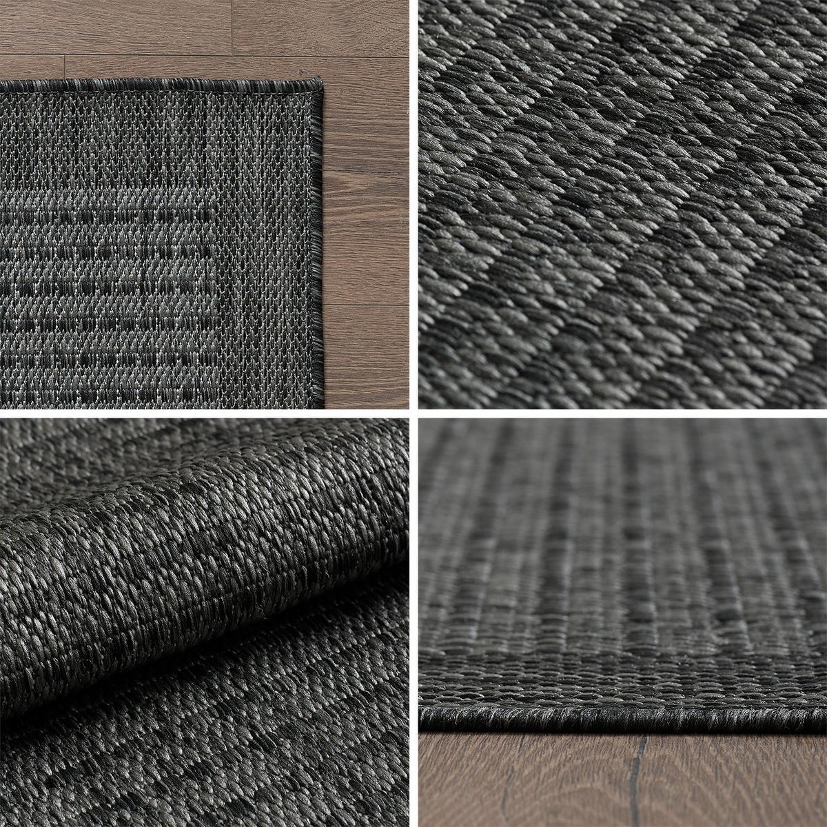 TEPPICH Outdoor DAFNE in Schwarz, einfarbig, 140 x 200 cm - Grau, Textil (200/140cm) - KADIMA DESIGN