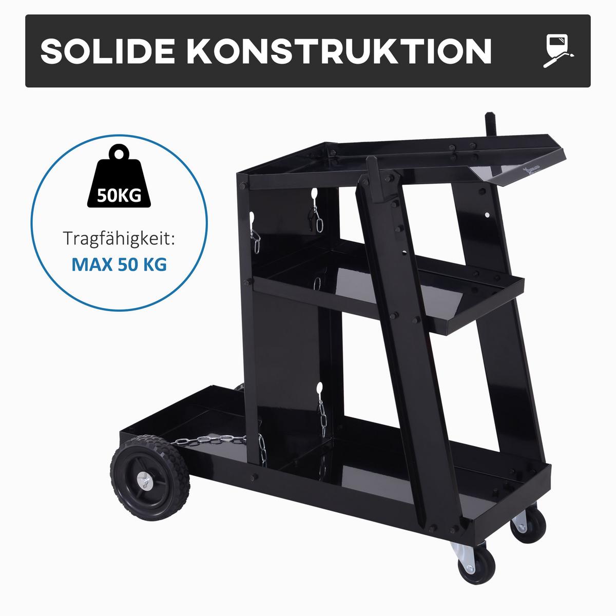 SCHWEISSWAGEN Stahl Eisen Gummi Schwarz - Schwarz, Metall (39/70/71cm) - DURHAND