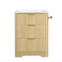 WASCHTISCHUNTERSCHRANK Holzoptik mit 2 Schubladen & Papierhalter - Naturfarben, Holzwerkstoff (61/82/47cm) - Urban Meuble