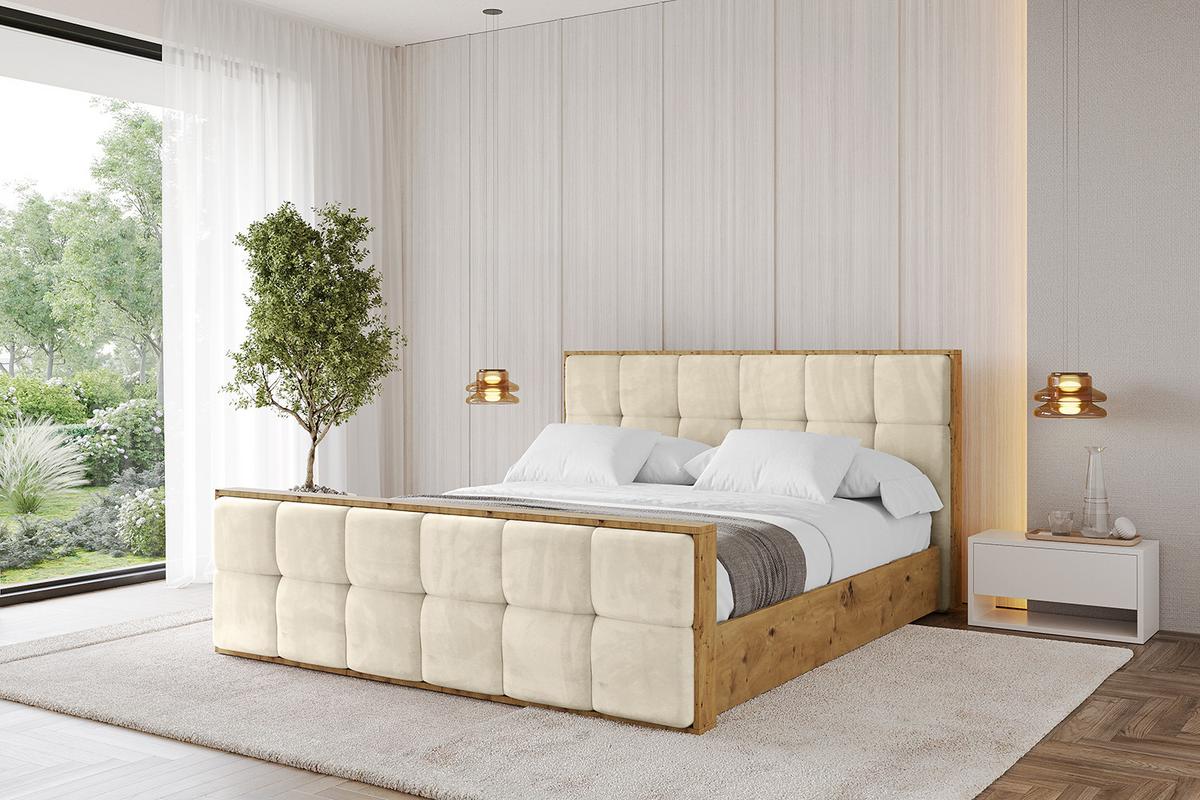 POLSTERBETT mit Bettkasten, Fußteil und Lattenrost, Boxbett ohne Matratze - ENZO7-Z 180x200 - Beige, Holzwerkstoff/Textil (180/200cm) - ALTDECOR