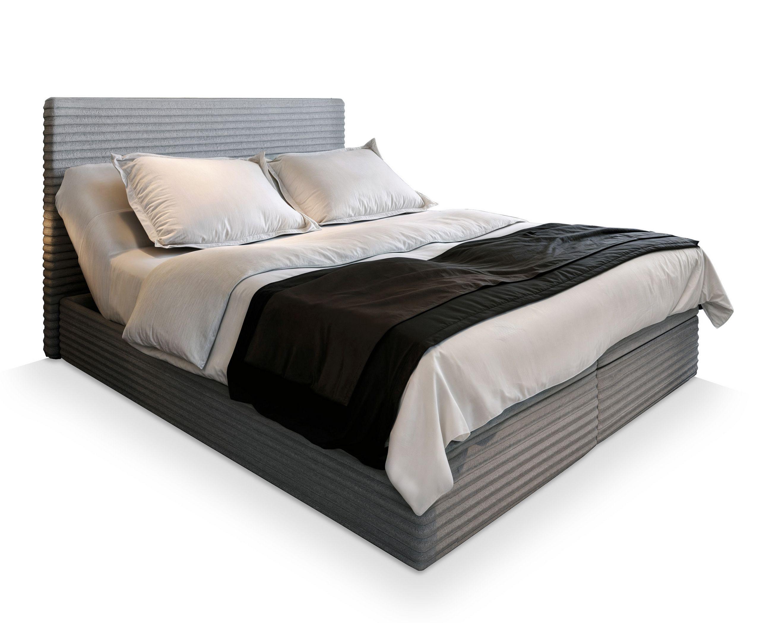 BOXBETT MILARA 180x200 cm mit Matratze und Topper - Hellgrau - Hellgrau, Holz (180/200cm) - MASSENO