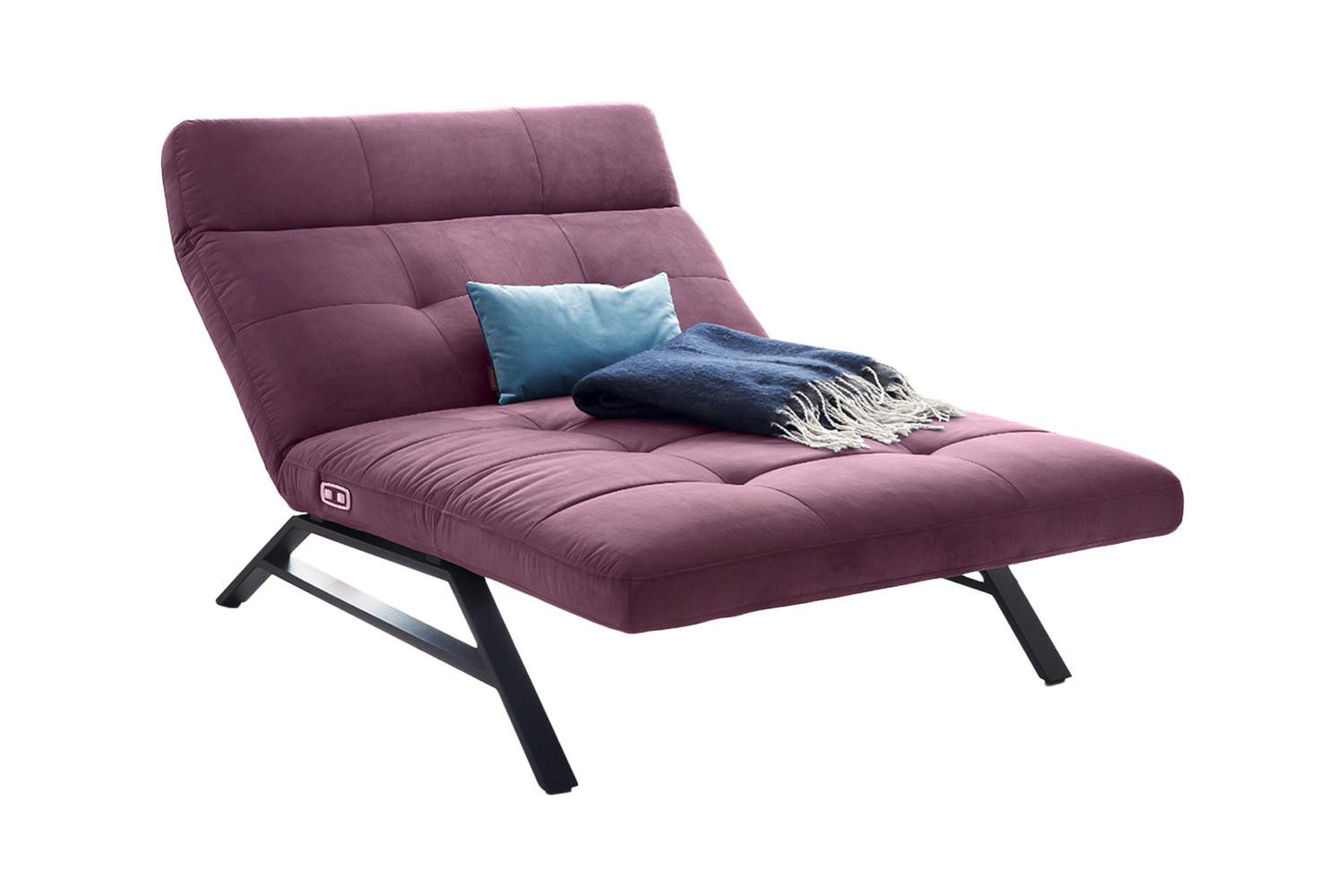 LIEGE MIT MOTORISCHER RELAXFUNKTION AMERIVA Violett Velvet Relaxfunktion - Violett/Schwarz, Textil (120/110/158cm) - KAWOLA