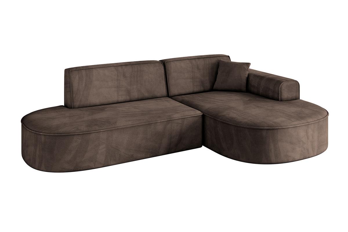 ECKSOFA Ottomane Rechts MARI-L1 - 243x171x79 cm Braun Velours - Schwarz/Braun, Holzwerkstoff/Kunststoff (171/243cm) - ALTDECOR