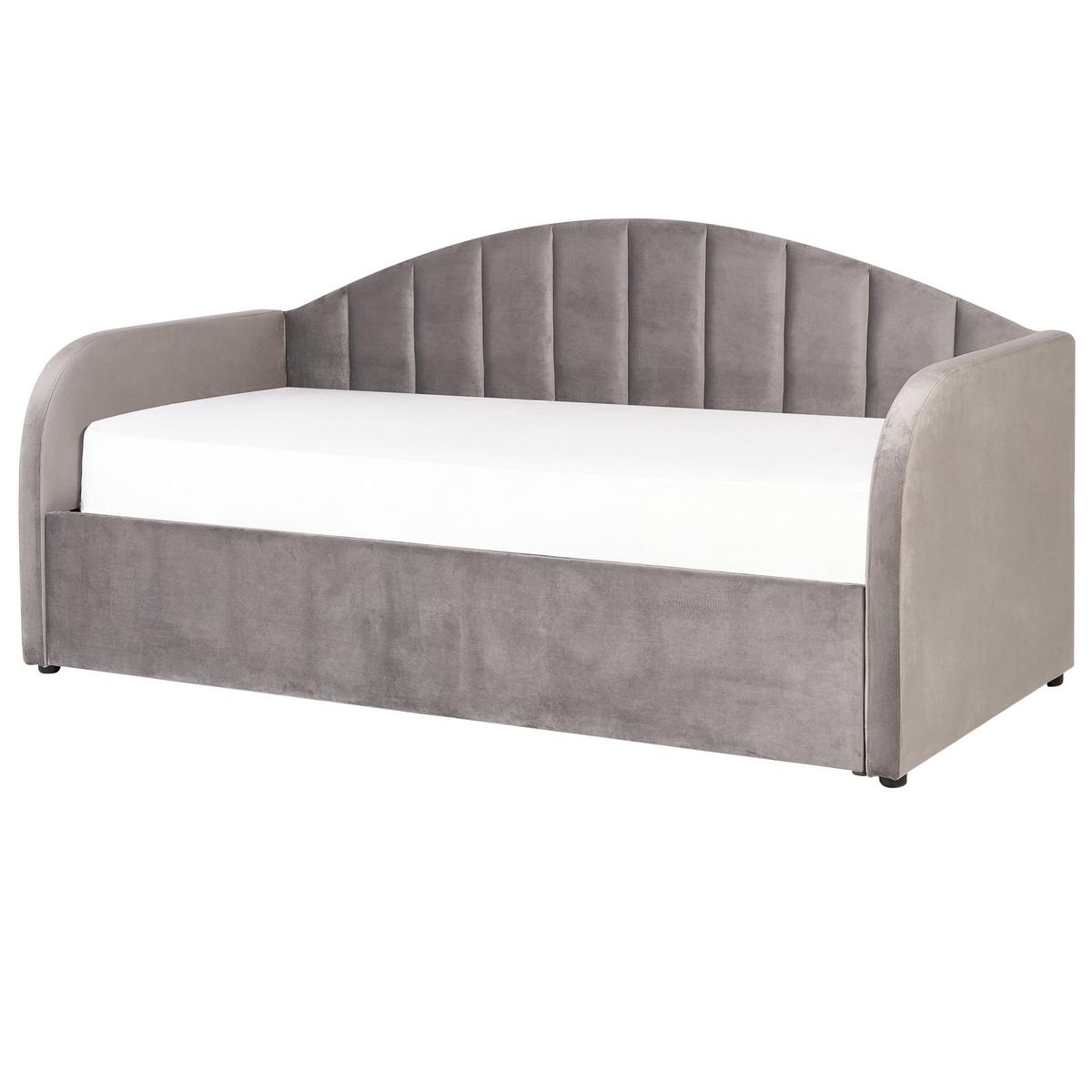 TAGESBETT 90/200cm Hellgrau Eyburie - Hellgrau, Textil (90/200cm) - Beliani